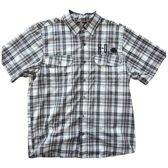 Harley-Davidson Men’s Plaid Performance Woven Shirt Back Graphic L - Picture 2 of 6